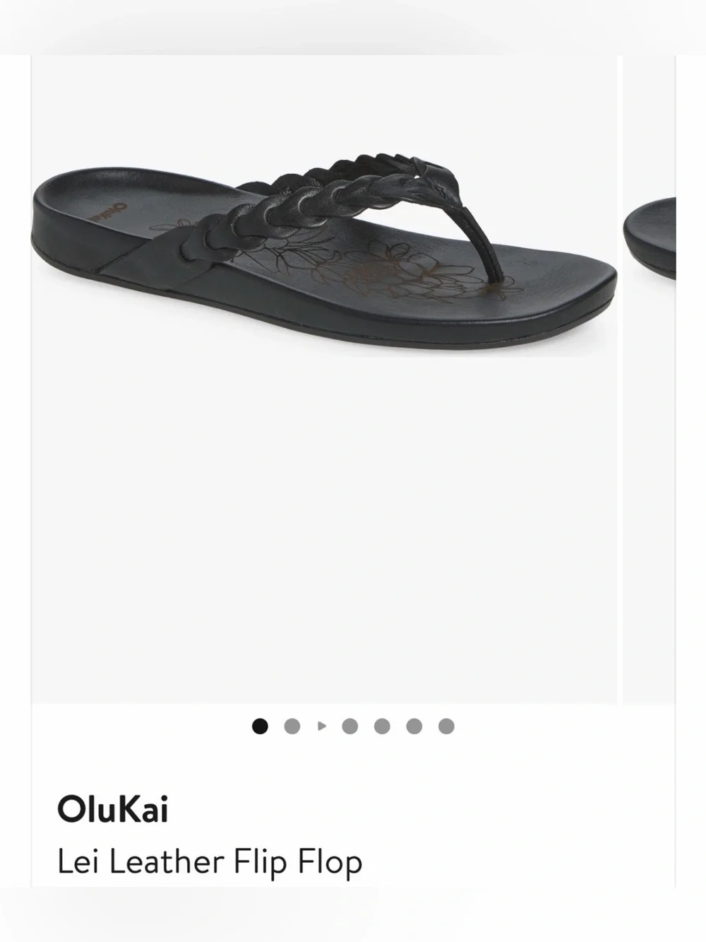 OluKai Lei Braided Leather Thong Sandals / Flip Flops - Black Size 8 - Picture 7 of 14